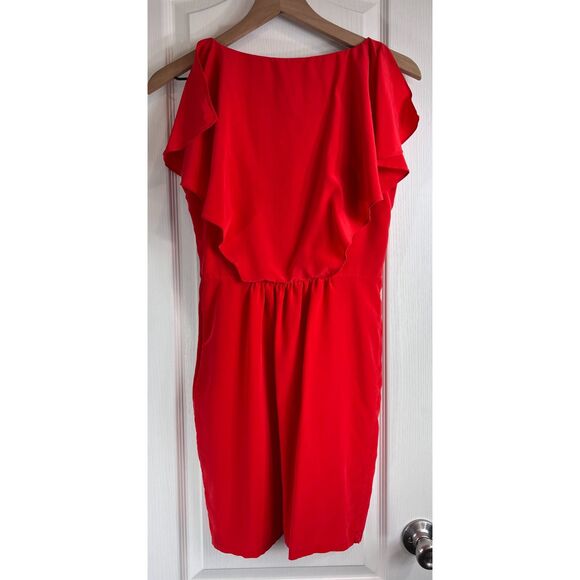 Ali Ro Women's Red Silk Dress Flutter Sleeve Side Zipper Size 6 - Picture 2 of 10